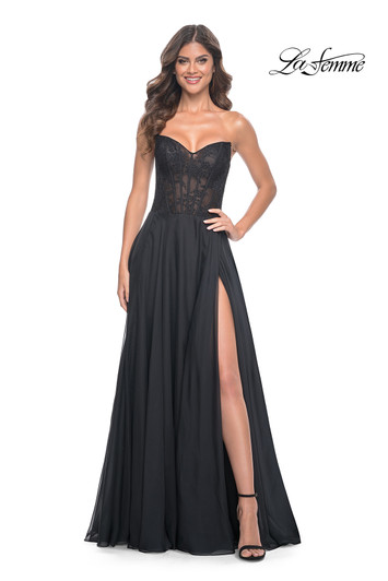 La Femme 32311 Strapless Chiffon Dress