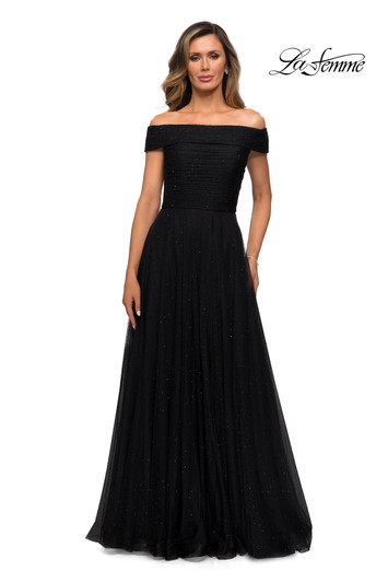 La Femme 28051 Tulle Stone Mother of the Bride Dress