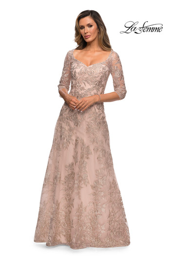 La Femme 28053 A-Line Lace Mother of the Bride Dress