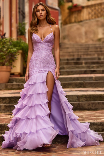 Sherri Hill 57025 Lace Ruffle Dress