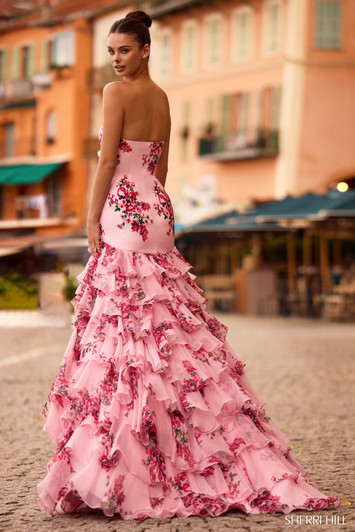 Sherri Hill 57144 Strapless Floral Dress