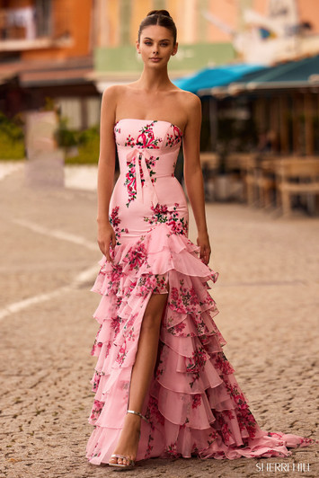 Sherri Hill 57144 Strapless Floral Dress