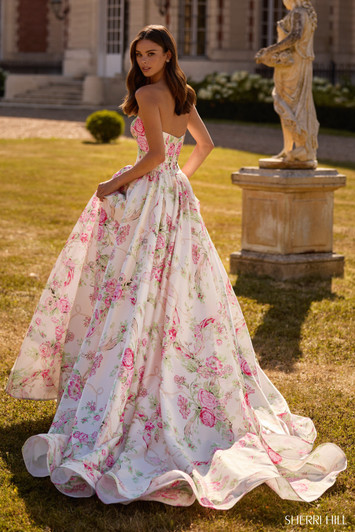 Sherri Hill 57667 Strapless A-line Ballgown Floral Dress