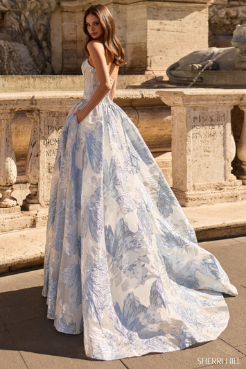 Sherri Hill 57968 Strapless Floral Corset Dress