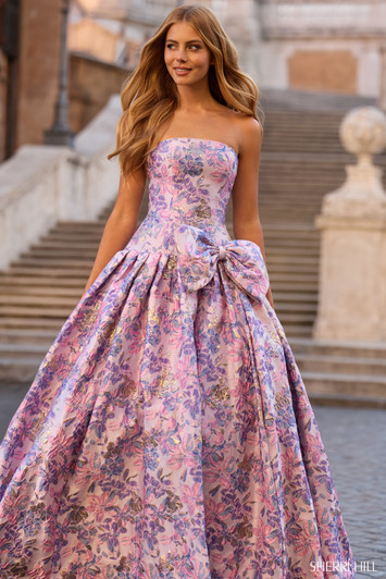 Sherri Hill 57781 Strapless Floral Ballgown 