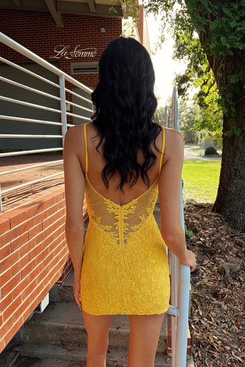 La Femme 33929 Short Lace Homecoming Dress