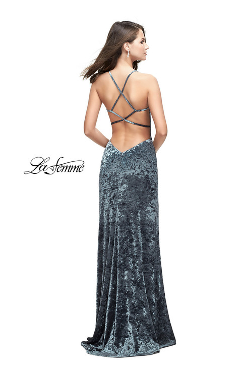 La Femme 25659 Crushed Velvet Dress