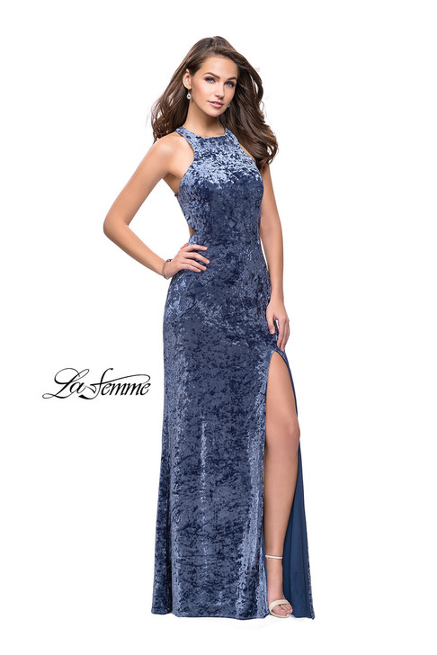 La Femme 25734 Crushed Velvet Dress