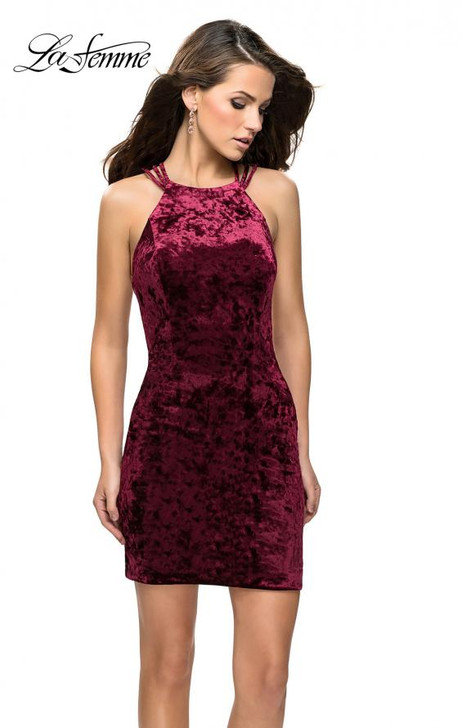 La Femme 26663 Velvet Short Dress