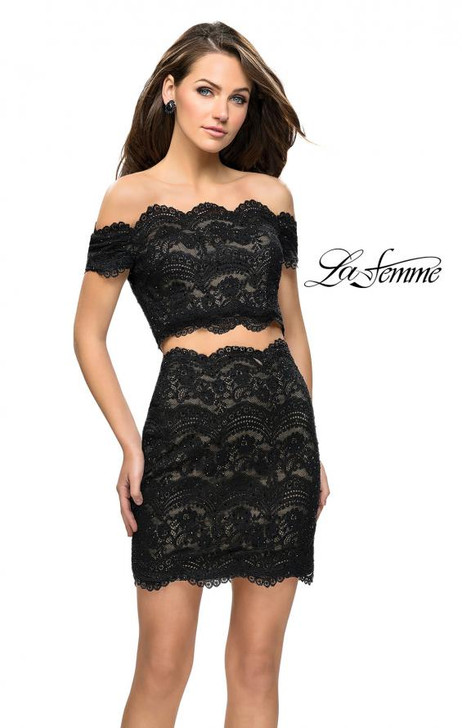 La Femme 26666 Two Piece Lace Dress