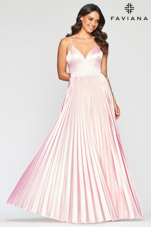 Faviana S10404 Pleated Satin Dress