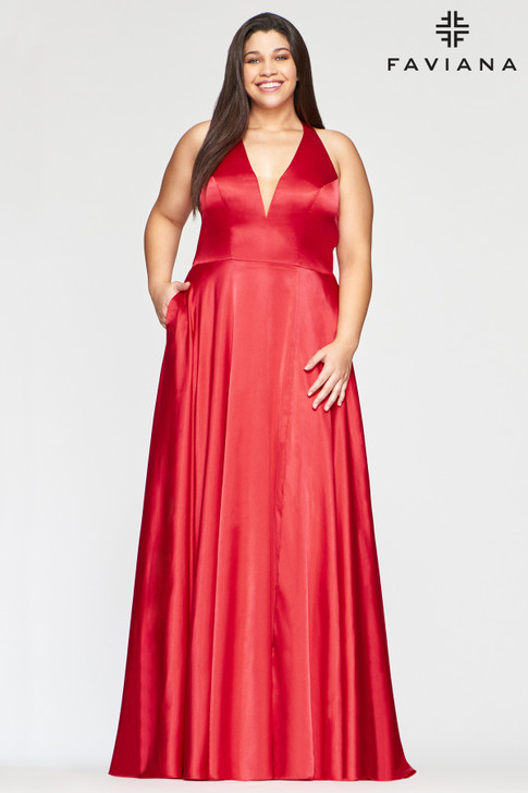 Faviana 9495 Satin A-Line Plus Size Dress