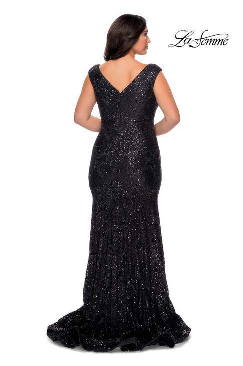 La Femme Curve 28837 Beaded Lace Plus Size Prom Dress