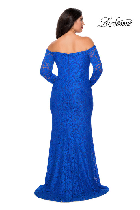 La Femme Curve 28859 Long Sleeve Lace Plus Size Dress