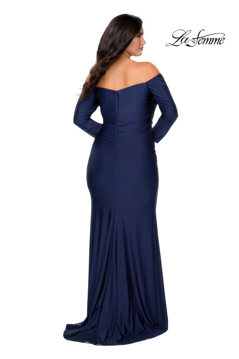 La Femme Curve 28881 Jersey Long Sleeve Plus Size Dress