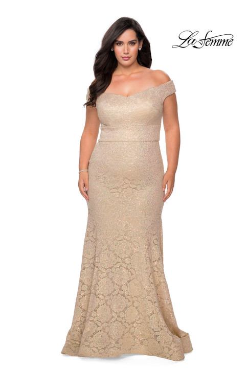 La Femme Curve 28883 Lace Plus Size Dress
