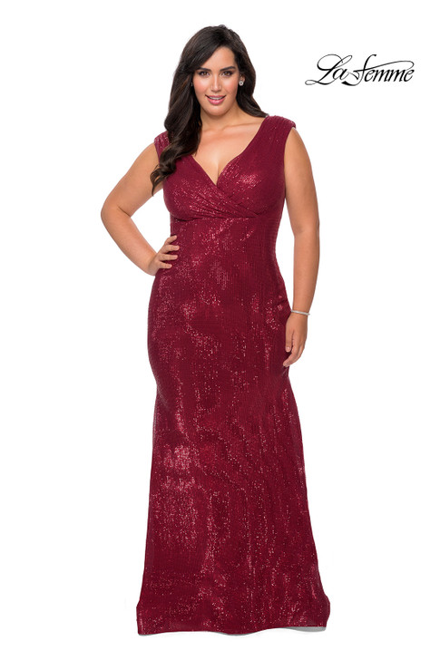 La Femme Curve 28962 Stretch Sequin Plus Size Dress