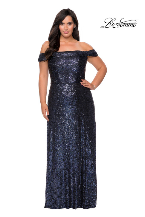 La Femme Curve 28988 Sequin Plus Size Dress