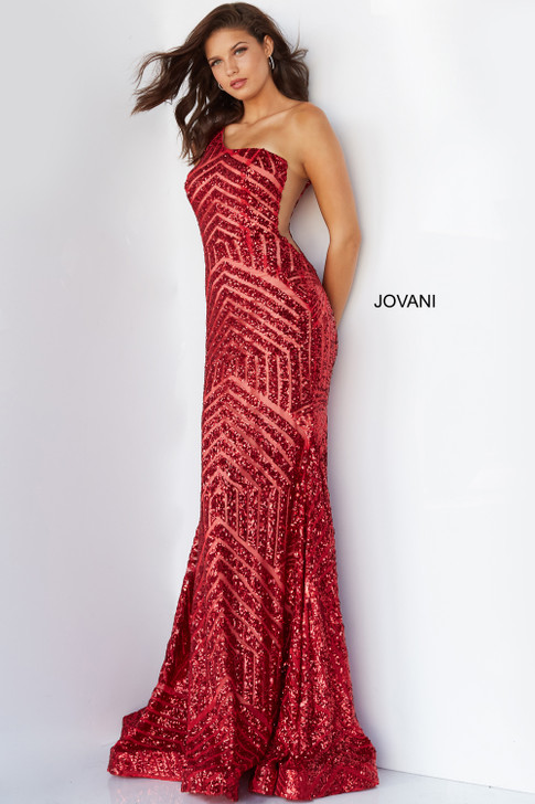 Jovani 06017 Sequin One Shoulder Dress