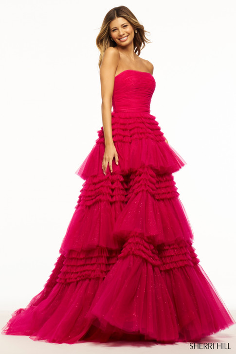 Sherri Hill 55677 Strapless Ruffle Ballgown Dress