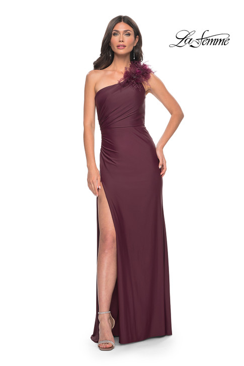 La Femme 32076 One Shoulder Jersey Dress