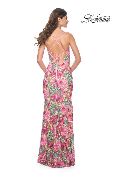 La Femme 32095 Lace Print Dress