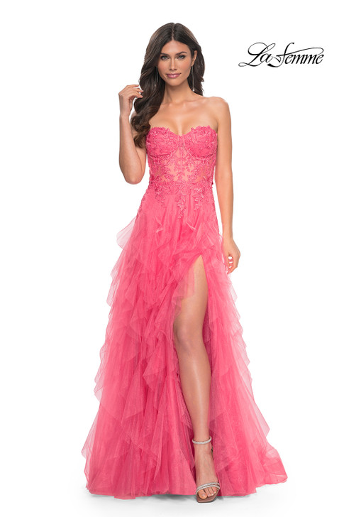 La Femme 32286 Strapless Ruffle Ballgown Dress