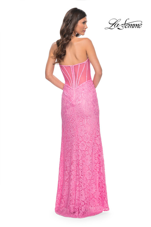 La Femme 32298 Strapless Lace Dress