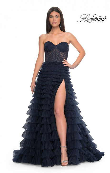 La Femme 32283 Strapless Ruffle Dress