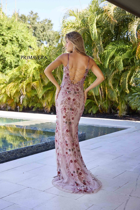 Primavera 4313 Floral Beaded Dress