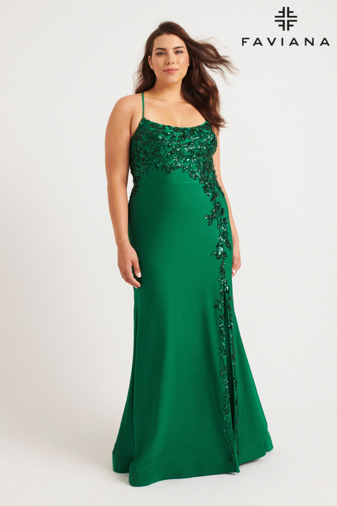 Faviana 9570 Fitted Satin Plus Size Dress