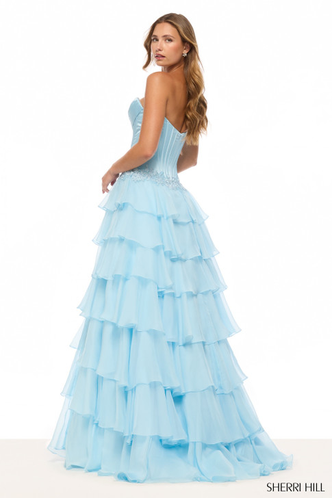 Sherri Hill 57868 Strapless Corset Ruffle Ballgown 