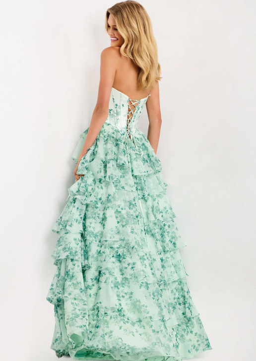 Jovani 48772 Strapless Floral Ruffle Ballgown Dress