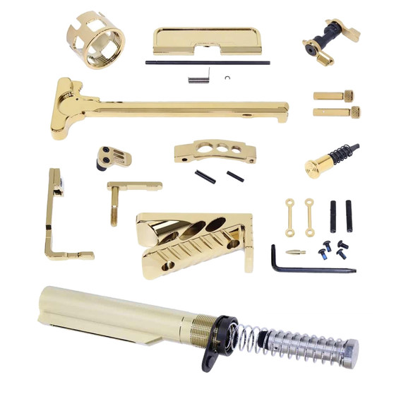 Gold plated AR-15 rifle build kit 7" or 15" handguard