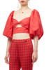 PUFF SLEEVE WITH BOW TIE ON THE BACK CROP TOP BAN1912-0183