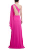 ASYMETRICAL NECK WITH ONE SHOULDER AND ONE SLEEVE FLOOR LENGTH DRESS BAN2104-0981