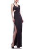 ASYMETRICAL NECK WITH HIGH SLIT ON THE SIDE FLOOR LENGTH DRESS BAN2103-0161