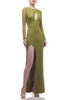 ROUND NECK WITH KEY HOLE FRONT AND SLIT ASIDE FLOOR LENGTH DRESS BAN2108-0899