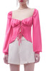 TIE ON THE FRONT WITH BOUFFANT SLEEVE TOP BAN2111-0876