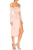 COLD SHOULD WITH DRAWSTRING MID-CALF DRESS P2110-0357