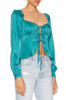 LACE UP FRONT WITH BOUFFANT SLEEVE TOP BAN2206-0719