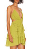 TIE ON THE NECK WITH LACE UP BACK FLARED DRESS BAN2205-1127