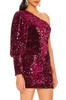 ONE SHOULDER SEQUINED PENCIL DRESS BAN2203-1087