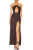 HALTER NECK WITH TIE BACK AND SLIT ASIDE DRESS BAN2211-1040