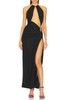 TIE NECK WITH SLIT ASIDE ANKLE LENGTH DRESS BAN2301-0333