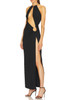 TIE NECK WITH SLIT ASIDE ANKLE LENGTH DRESS BAN2301-0333