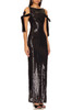 BOAT NECK WITH TIE ON THE ARMS AND SLIT BACK DRESS BAN2309-0863