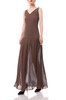 V-NECK WITH DROPPED WAIST PLEATED DRESS BAN2308-0994-BR