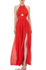 HALTERNECK BACKLESS WITH SLIT ASIDE DRESS P1810-0088-PR