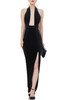 HALTERNECK BACKLESS WITH SLIT ASIDE DRESS P1806-0078-PB